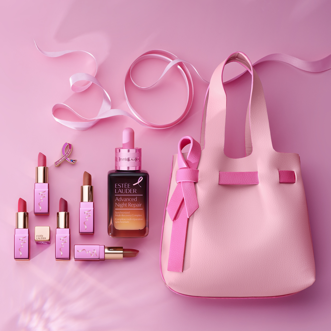 Partners in pink 💕 We’re continuing our 30 year commitment to help end breast cancer with our Limited Edition products, which helps fund life-saving research with @BCRFcure Shop now: estee.cm/3CIYwE5