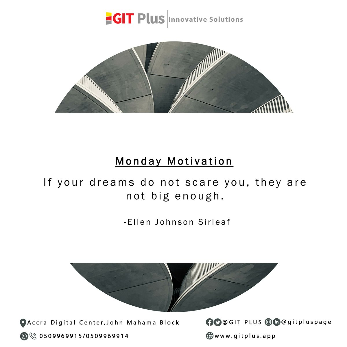 gitpluspage's tweet image. Monday Motivation! If your dreams do not scare you, they are not big enough. 
Click the link for more info Visit us on gitplus.app 
#gitplus #gitplusacademy #gitplusintern #monday #mondaymorning #mondaymotivation #motivation