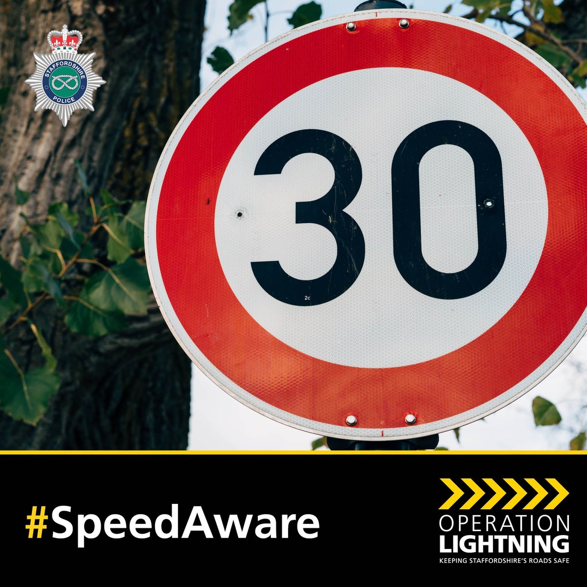 StaffsPolice's tweet photo. We’re supporting the NPCC’s speed awareness campaign to raise awareness of the importance of speed limits.
Speed limits are designed to keep drivers safe while on the road. They are there to ensure that vehicles travel at a suitable speed.
Make sure you’re #SpeedAware https://t.co/ZS0C7hFgvQ