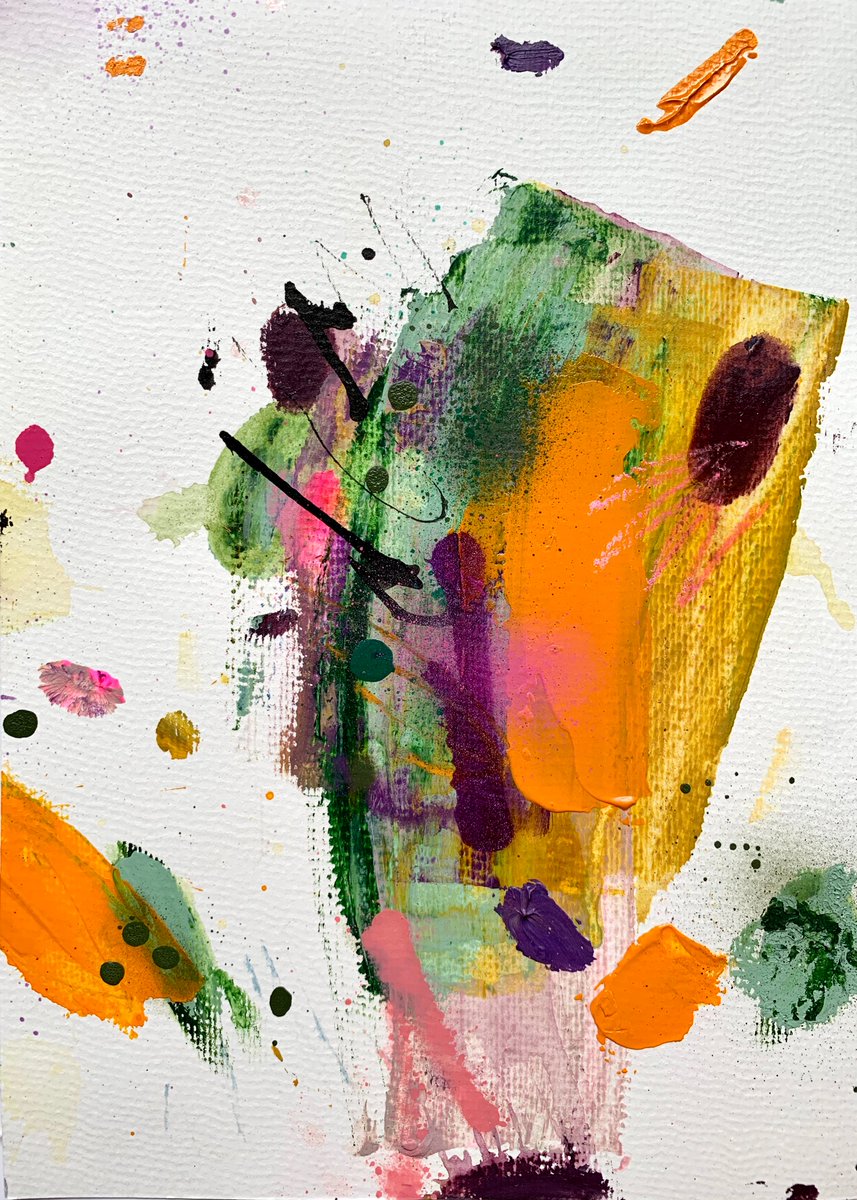 NikeetaLakhiani's tweet photo. ‘Marigold Fields’ 
Acrylic, ink, spray paint on paper https://t.co/vC3dg4aVOJ