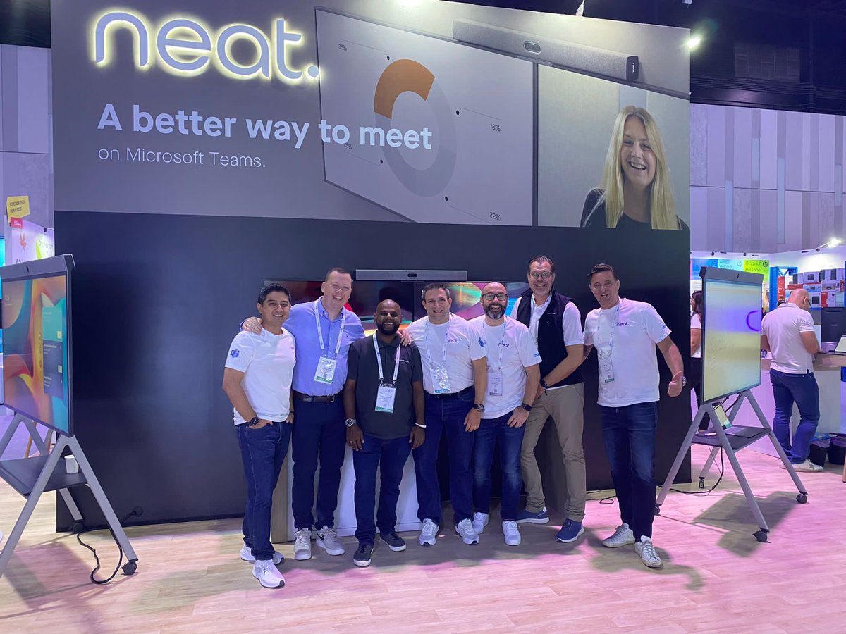 thegrahamwalsh's tweet photo. Great to catch up with the #Microsoft DPSS Partner Techncial Team at #Gitex @neatmeetings booth in Hall 6A #MicrosoftTeams #MicrosoftTeamsRooms #MTRoA https://t.co/01olIVjsYq