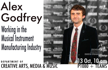 Department of Creative Arts, Media and Music Visiting Guest Lecture Series Presents: Alex Godfrey @wearenovation  Working in the Musical Instrument Manufacturing Industry’ 13.10.22  10am. P1080  #ThinkDkIT <a href="/DkIT_ie/">DkIT</a>