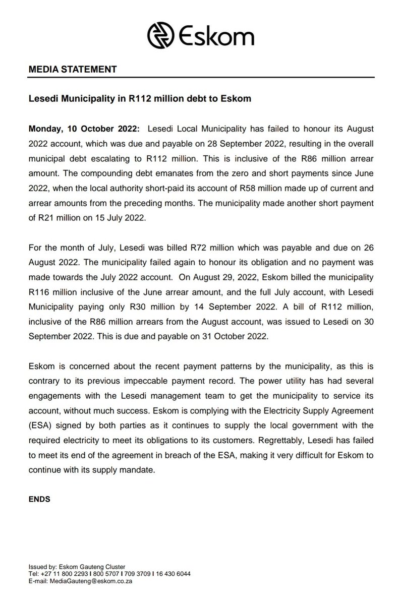 Eskom Hld SOC Ltd tweet media