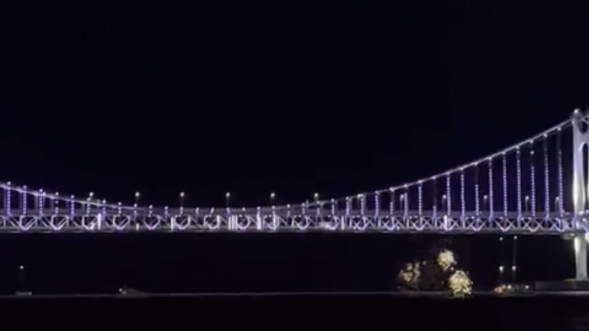 lighting up the busan bridge purple for bts ~ ♥︎