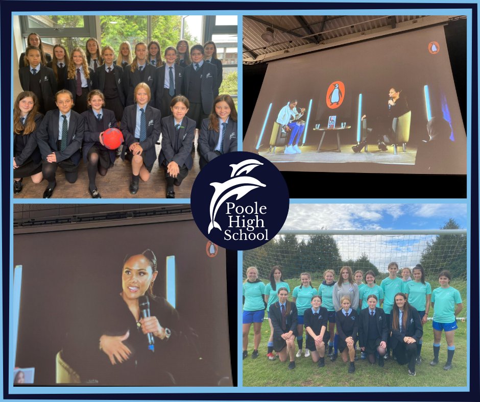 poole_high's tweet photo. These Girls Can!Our @PHSixthForm PE &amp; Sport students plus reps from our girls football squads attended a broadcast @speakrs4schools in partnership with @PenguinUKBooks.They heard from award winning broadcaster and former professional footballer @AlexScott MBE and Debra Nelson 1/2 https://t.co/0Zo5BtWW8j