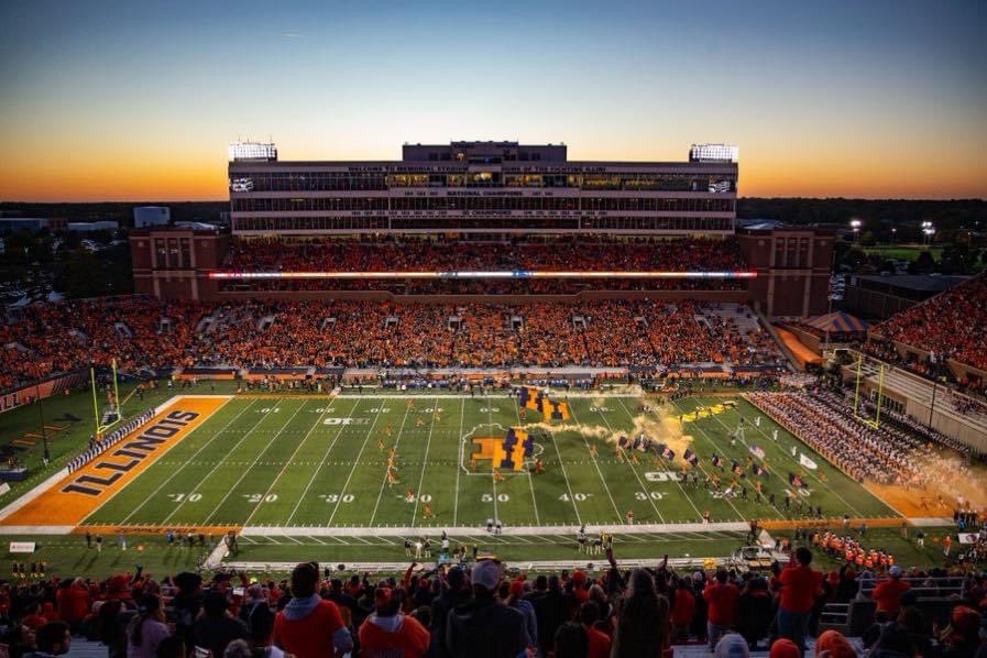 monroe6126's tweet photo. @ESPNU just summed up being at Memorial Stadium on game days- especially this past Saturday. In a text to Coach Bielema, he wrote, ‘It was borderline erotic!’ Indeed!!! I still don’t have a voice, but my @IlliniFootball team is worth it. Let’s keep it going!!! I L L !!! 🧡🏈💙 https://t.co/k0DBN2oyEo