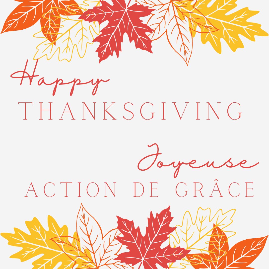 🍁 Wishing you and yours a very happy Thanksgiving 🦃 On vous souhaite, à vous et à vos proches une joyeuse Action de grâce 🍂 #thanksgiving #turkeyday #gobblegobble #fall #holiday #actiondegrace