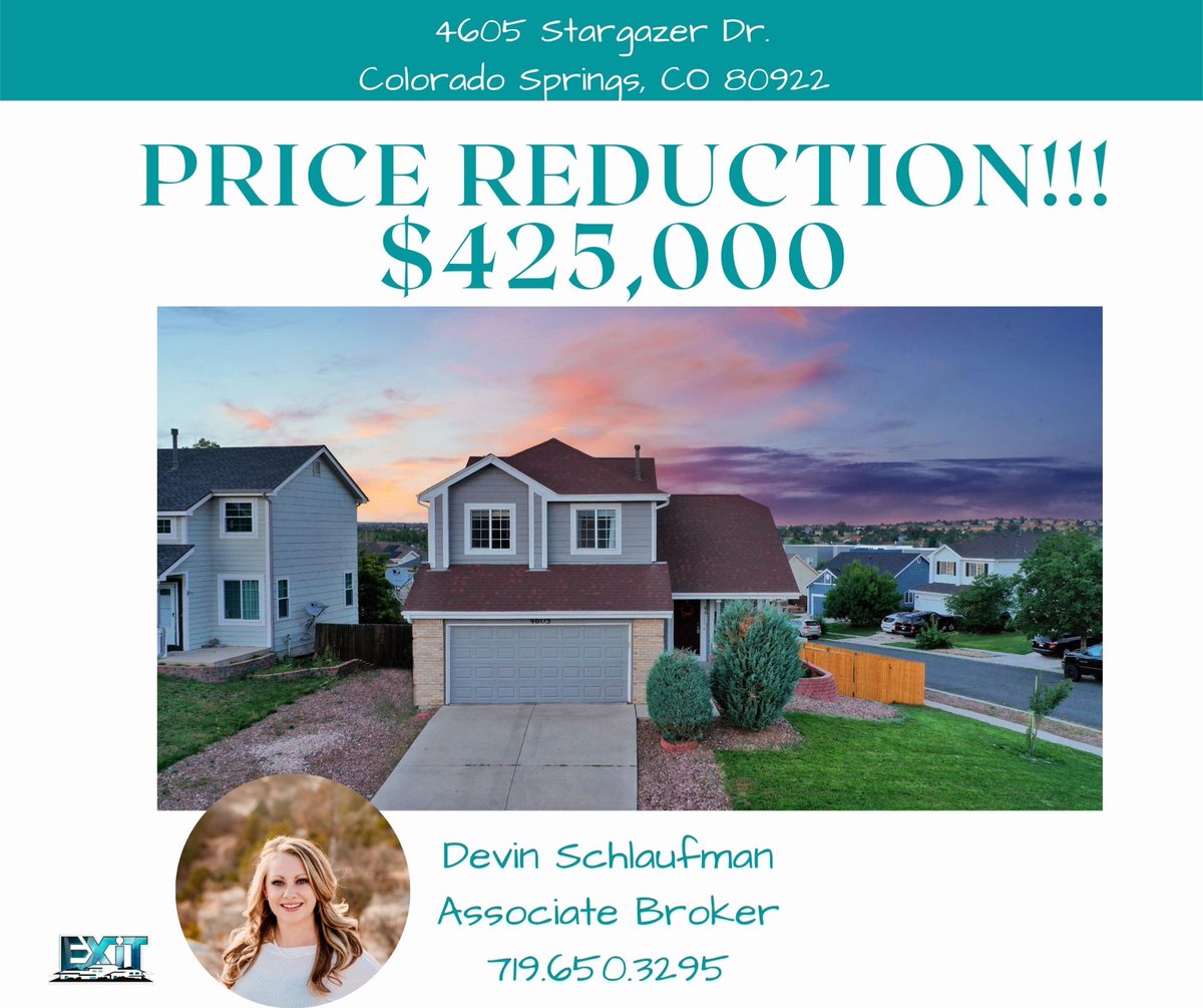 DevinSchlaufman's tweet photo. Check out the #PRICEREDUCTION on this adorable 3 bed 3 bath home in a great neighborhood!!!
#realestatewithdevin #callme #cospringsrealtor #icanhelpyoutoo https://t.co/mDc07iSHCb