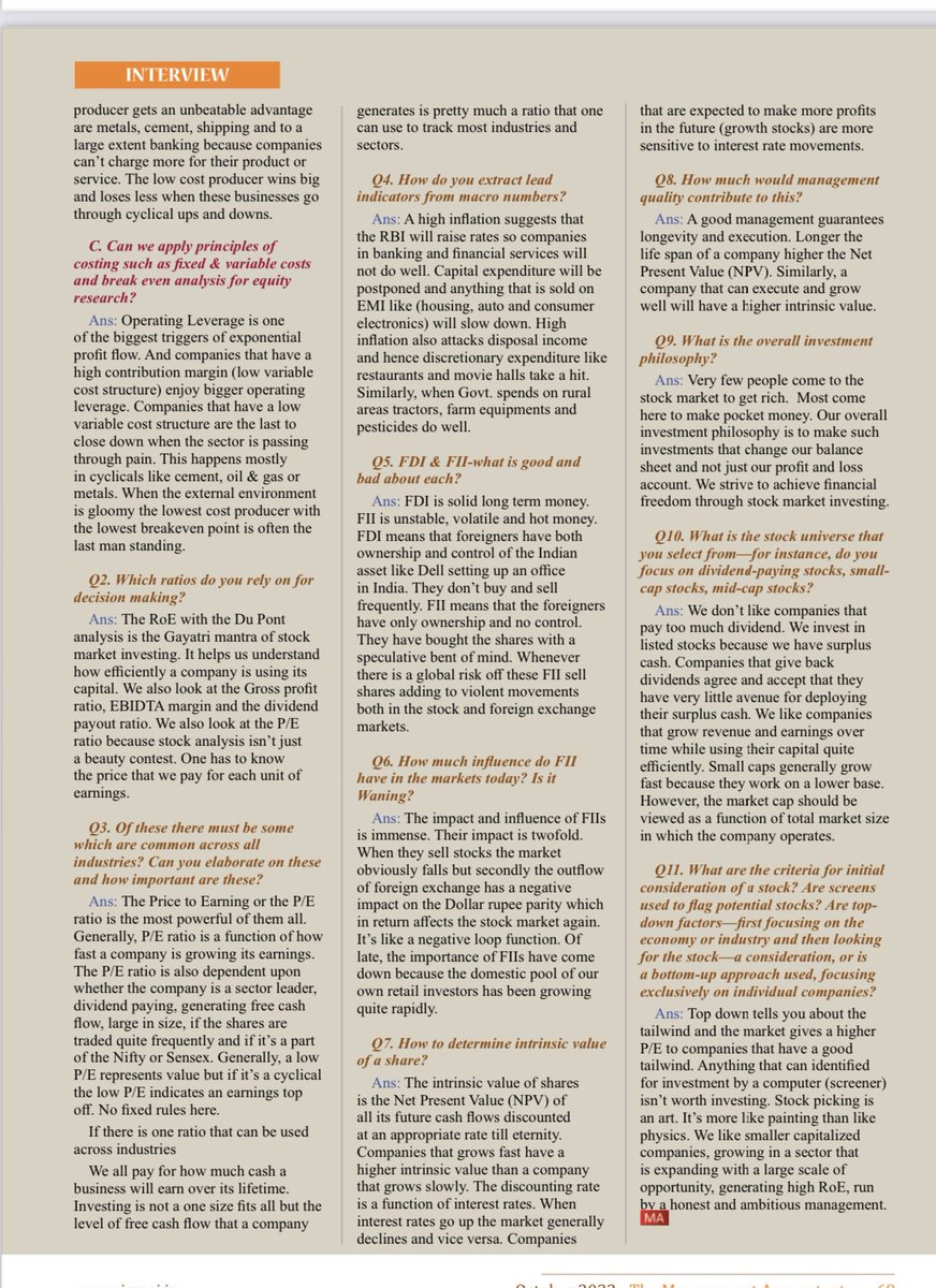 BMTheEquityDesk's tweet photo. The best set of questions ever presented to me for an interview. See the question and think for the answer before reading the ones printed there.Brilliant work.  @ICAICMA @crchatterjee https://t.co/cxUcglD8z7