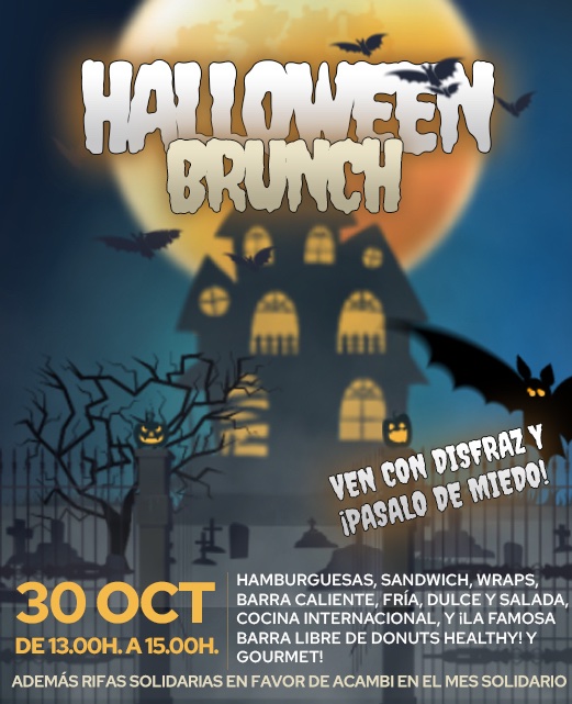 Te vas a quedar muert@!🧟 El próximo 30 de octubre vuelve 🎃Halloween Brunch🎃, con decoración especial sorteos y un nuevo brunch tematizado. Ven disfrazad@ y empieza a vivir 🧟‍♀️Halloween con nosotros. ¿Truco o trato? Reserva tu plaza aquí bit.ly/3HHtX1Y