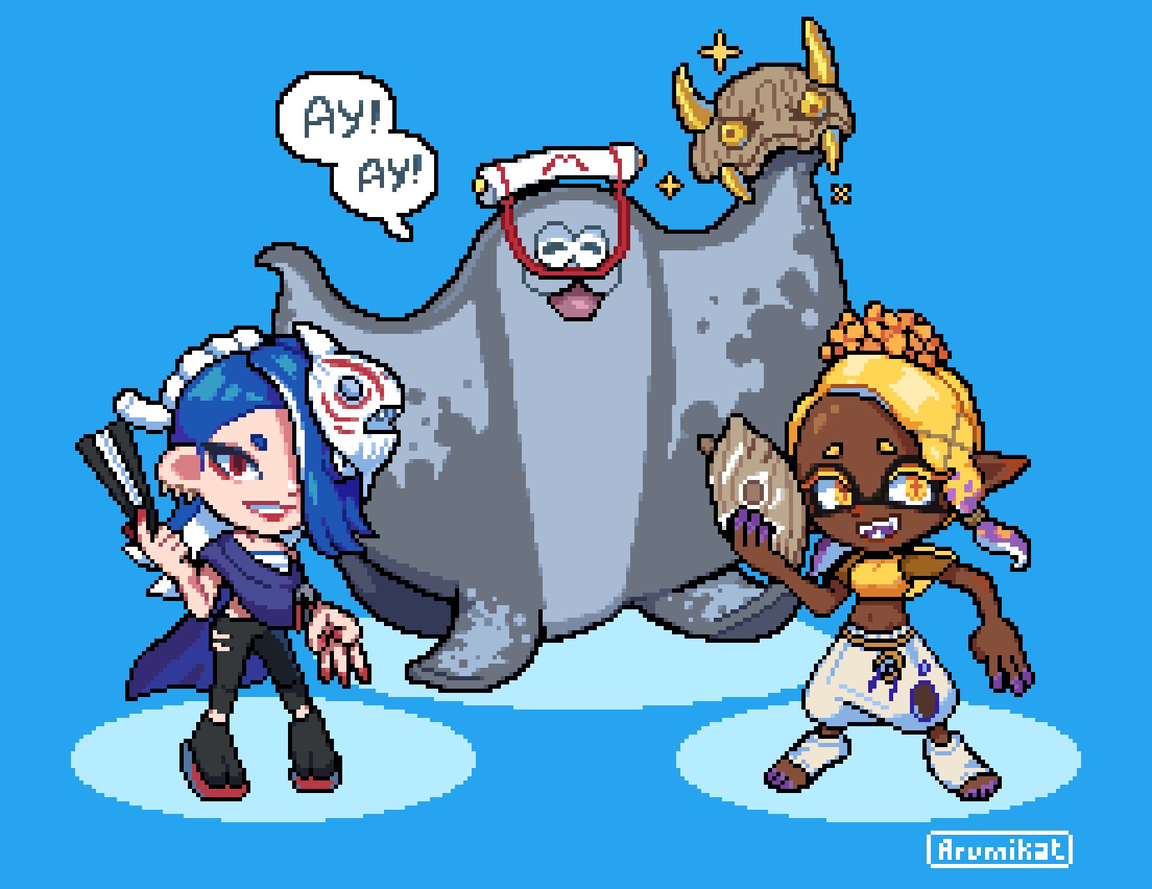 I did pixel art of deep cut! : r/splatoon