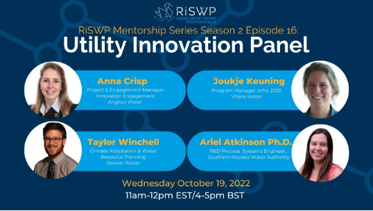 SWAN_NorthAm's tweet photo. 10/19 @SWAN_forum #RiSWP Mentorship conversation on #innovation w leading water utility leaders from around the world, incl Taylor Winchell @DenverWater & Dr. @arieljatkinson, So. Nevada Water Authority @SNWA_H2O DETAILS + REG https://t.co/dVX2sFf5JF https://t.co/9id7XdEMbz