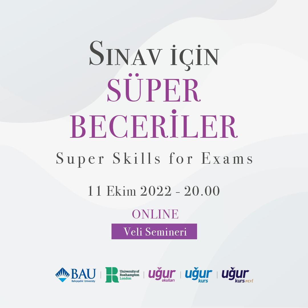 ''Sınav İçin Süper Beceriler''online veli semineri,11 Ekim Salı günü saat 20.00'de 7.ve 8.sınıf,/11.ve 12.sınıf velilerimize yönelik zoom linki üzerinden #online bilgilendirme semineri Prof.Dr.Cecilia ESSAV ve Prof.Dr.Bilge UZUN tarafından gerçekleştirilecektir