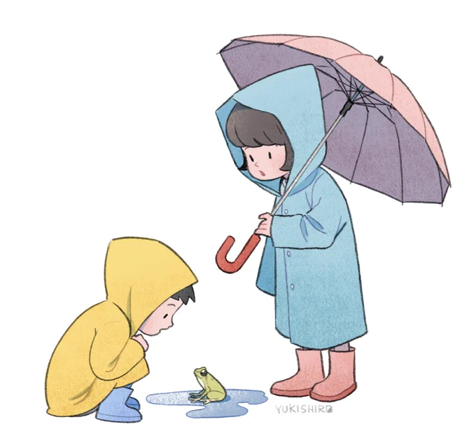 電車、チャリ、傘。次何描こうかな。 