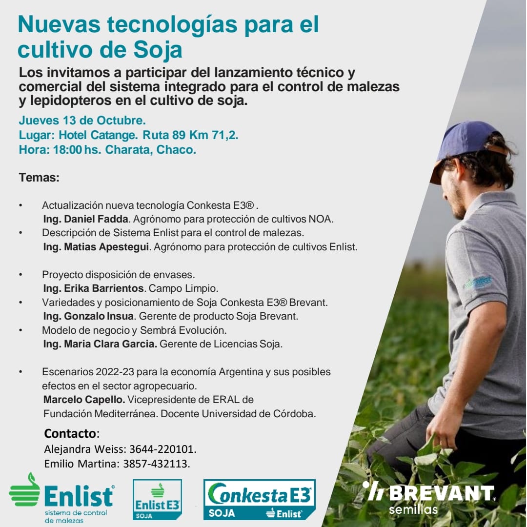 Este jueves te esperamos en el lanzamiento de soja Enlist Conkesta!! Charata - Chaco. <a href="/BrevantSemillas/">Brevant Semillas</a> <a href="/CortevaARG/">Corteva Argentina</a>