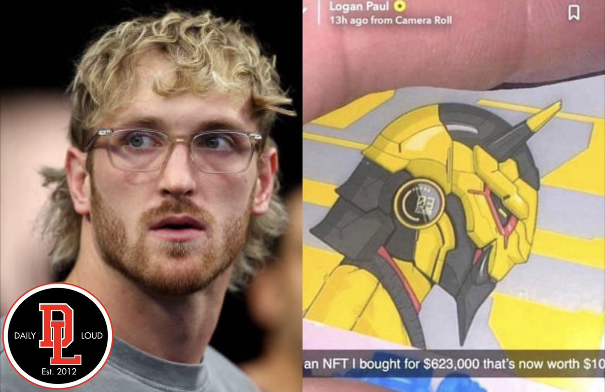 DailyLoud's tweet photo. Logan Paul says a NFT he purchased for $623K in 2021 is now worth only $10 👀😳 https://t.co/mMzStxQlKO