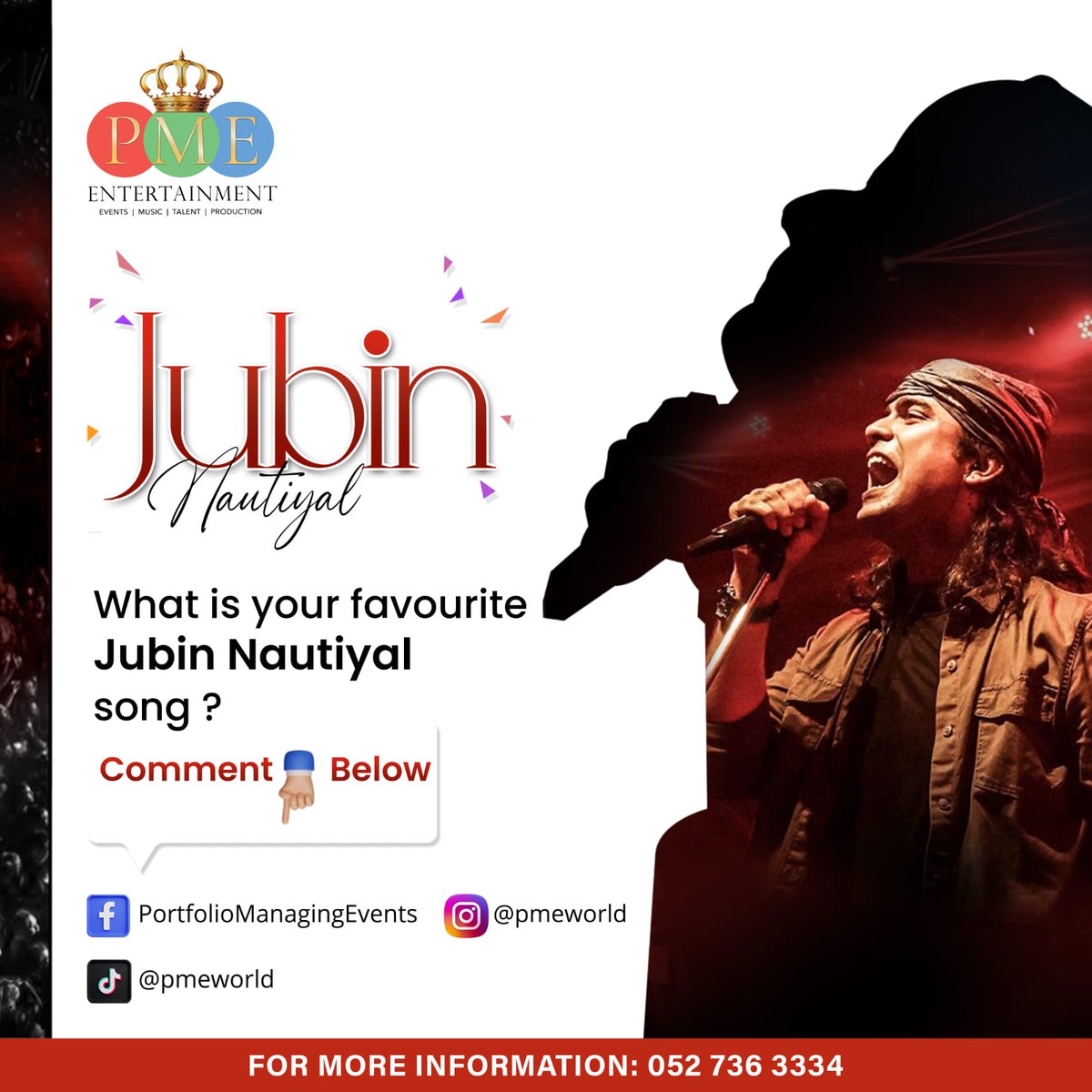 pmeworld's tweet photo. Tell us what your favourite Jubin Nautiyal song is?

#jubinnautiyal #PMEWorld #ConcertinDubai https://t.co/wCVpn3H3NW