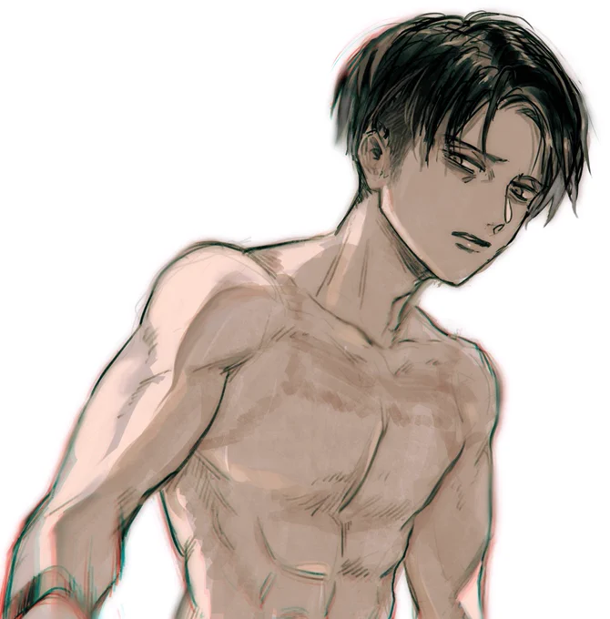 兵長のスーツ姿描きたいと思って描きはじめたのに服着てないやん!!!なんで? 