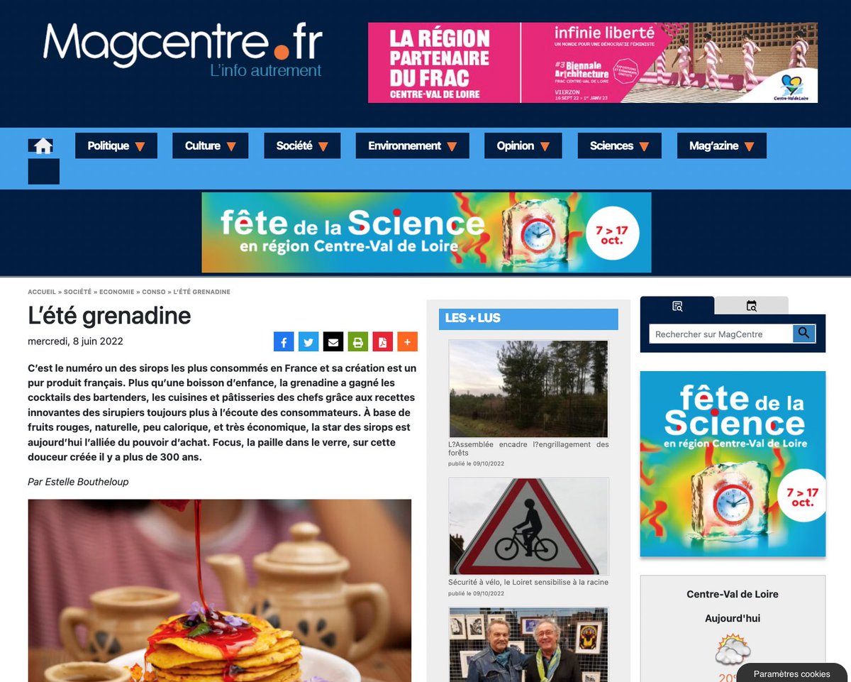 🟢 Saisi à propos d’un article sur la grenadine publié par <a href="/MagcentreFR/">MagCentre.fr</a>, il considère que les règles déontologiques concernées ont été respectées et déclare la saisine non fondée 👉 cdjm.org/avis-22-054/