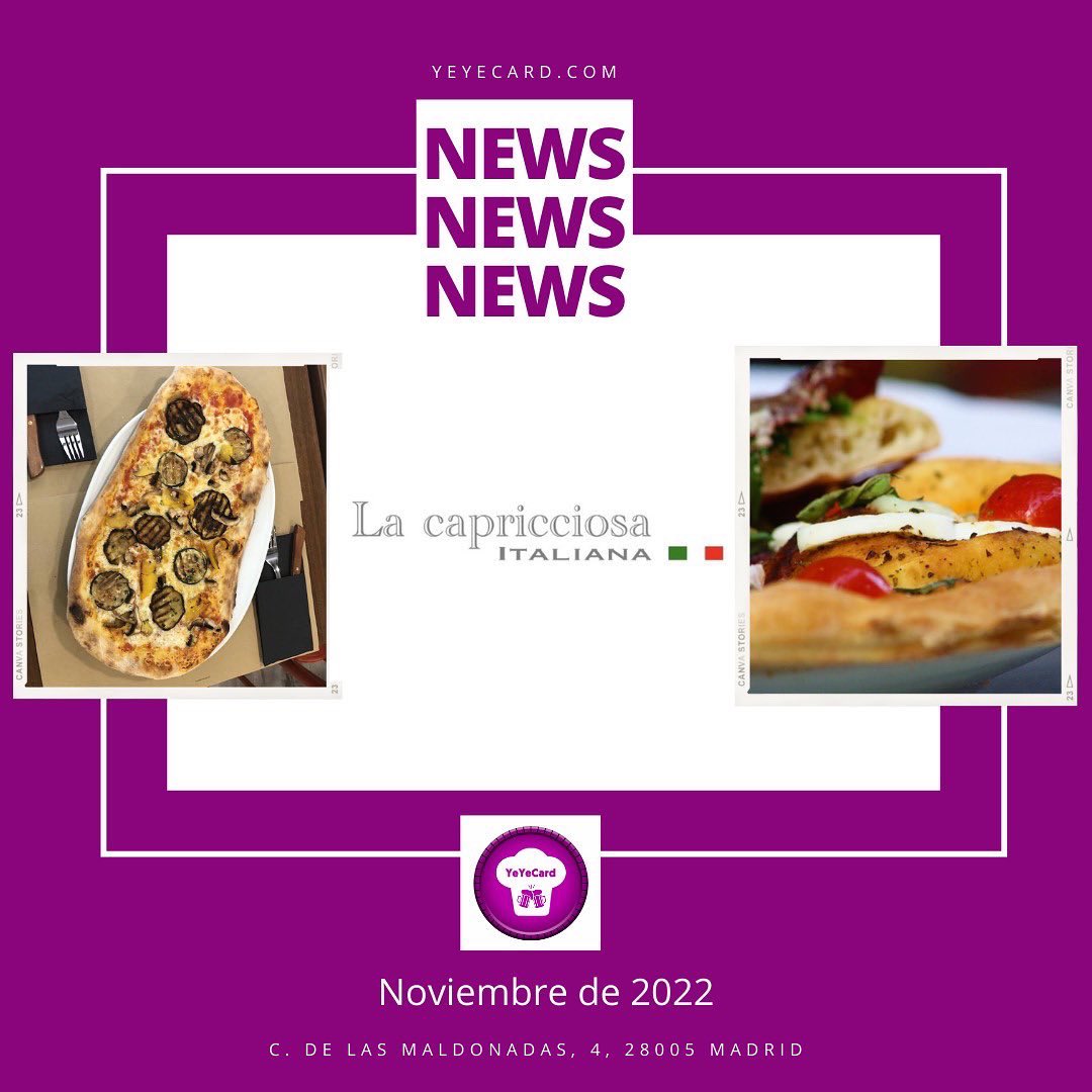 YeYeCard's tweet image. Nos vamos hasta Italia 🇮🇹 @lacapricciosaitaliana 
¿Queréis promociones todas las semanas de nuevo? 💚

Oído cocina! 📝 

¡Nuestra segunda incorporación en esta prueba piloto! 💜

¡Seguid atentos! 🆕

#yeyecard #pruebapiloto #lacapricciosa #promociones #universitarios #2022