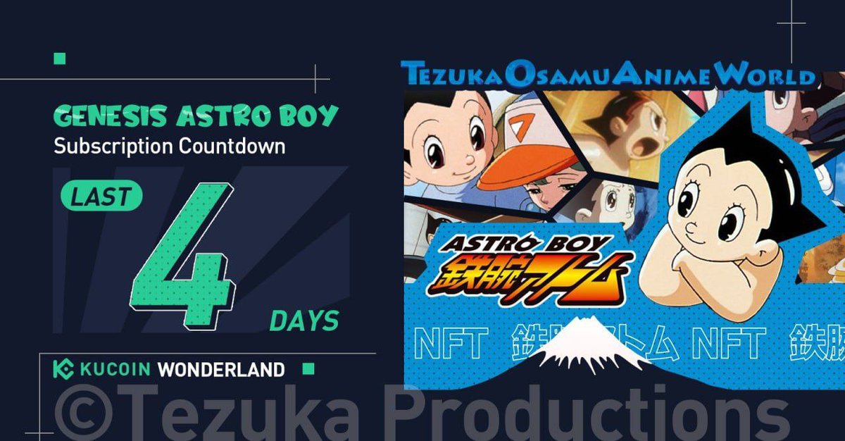 KuCoinMENA's tweet photo. 📢 4 أيام متبقية علي بدء عرض قطع محدودة للبيع
399 قطعة من $NFT مشروع #Astro_Boy
إجمالي:- 399 قطعة من NFT
⏰ فترة البيع: 12:00:00 يوم 14 أكتوبر 2022 إلي 12:00:00 يوم 16 أكتوبر 2022 (توقيت UTC )
🔥 تنسيق بيع NFTs: باسبقية الحضور
لمزيد من التفاصيل 👇
https://t.co/3X2hKptthC https://t.co/jRda1b81jG