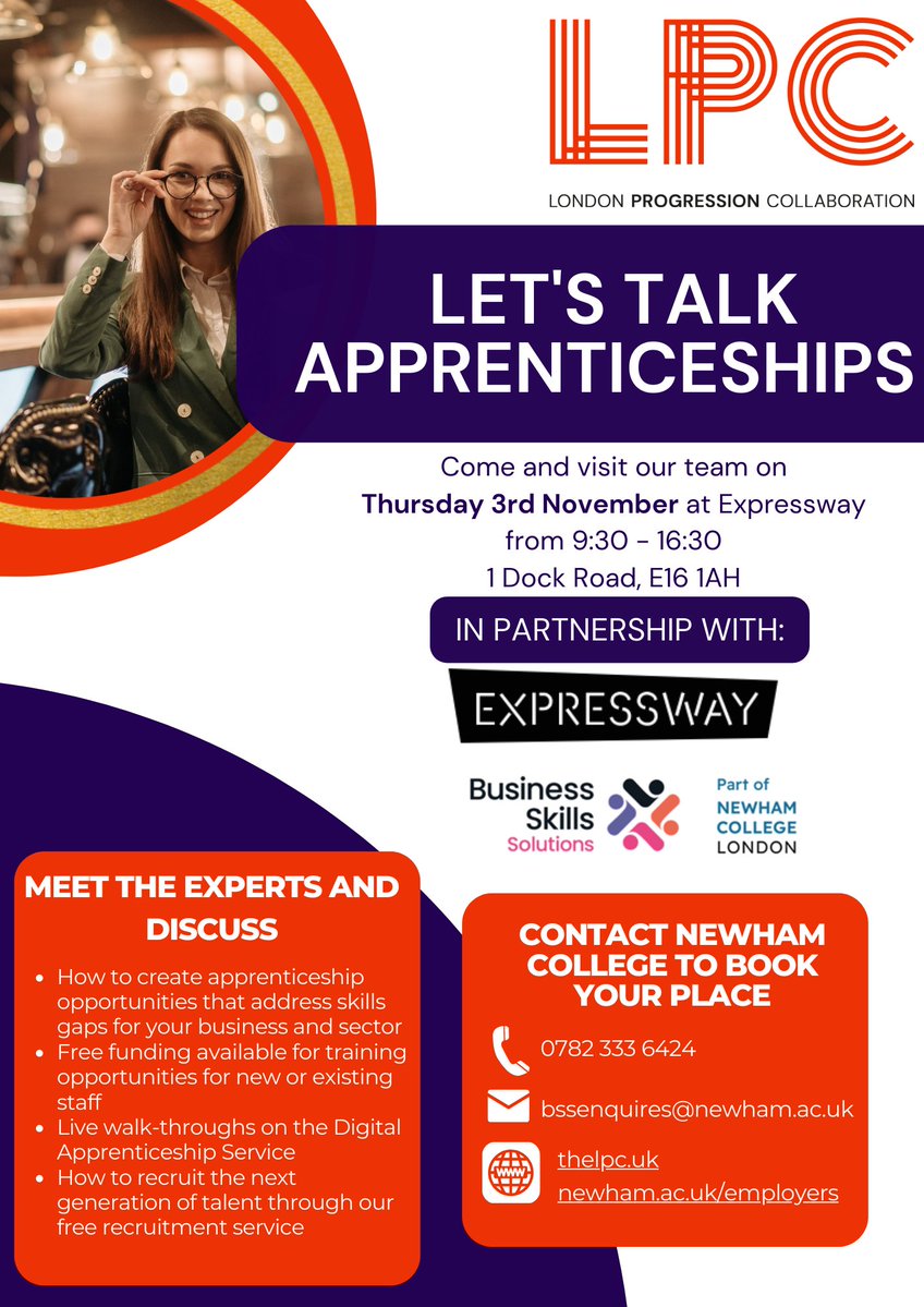 Local to Newham? We're hosting a drop-in clinic with @ExpresswayLDN + @NewhamCollege on 3 November to talk apprenticeships. Whether you're an employer and want to know what support is available to you, or you're looking to upskill, this drop-in is for you.
newhamchamber.com/lets-talk-appr…