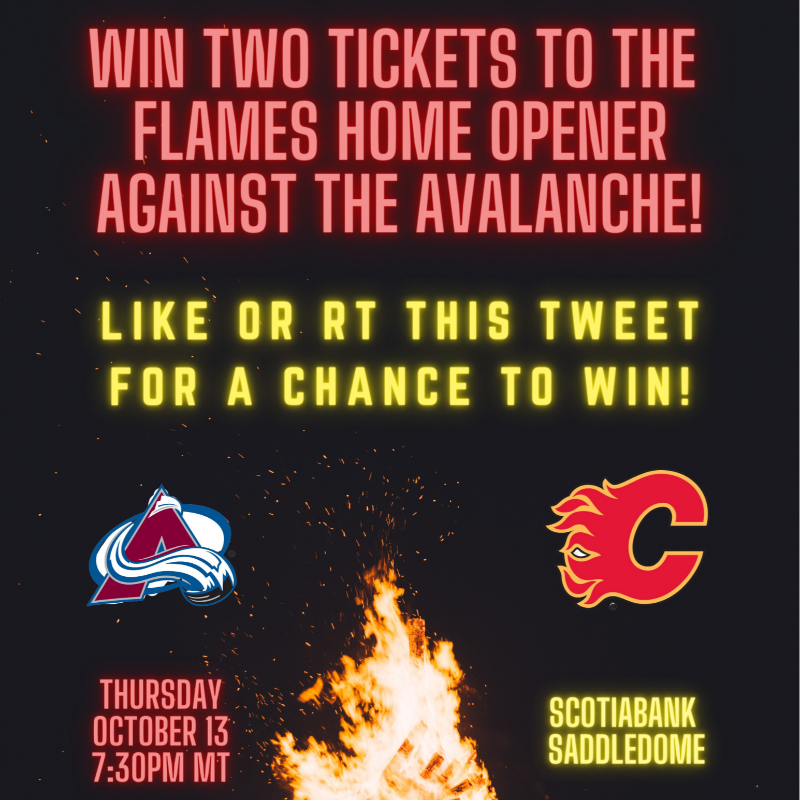 🚨🚨Hey #Flames fans, want to go to the home opener against the Avalanche?? LIKE or RT this tweet for a chance to win TWO TICKETS to Thursday's game! It's gonna be a big year in Stampede City and you don't want to miss the first of many wins! 🚨🚨
#CofRed
<a href="/CofRedCentral/">C of Red Central</a>