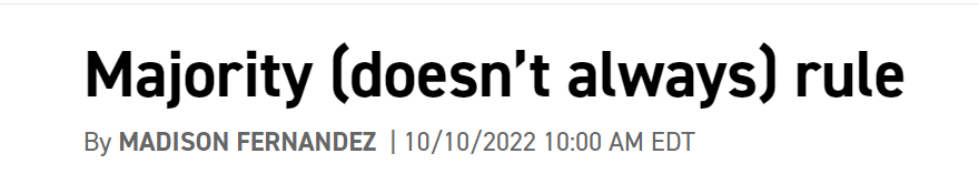 RankTheVoteUSA's tweet photo. This headline from @politico's #WeeklyScore #newsletter perfectly summarizes what's wrong with our #democracy: the #majority doesn't always win, and that's just unfair.

Read Weekly Score here: https://t.co/jr6Lbyy74b https://t.co/2NlTwiPENx