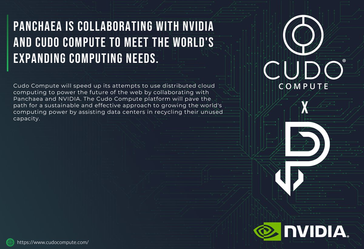 Panchaea is collaborating with <a href="/nvidia/">NVIDIA</a>  and <a href="/CudoCompute/">Cudo Compute</a>  to meet the world's expanding computing needs. 💻💻

<a href="/Cudos_ES/">CUDOS en Español</a> <a href="/CUDOS_/">CUDOS</a> <a href="/cudos_devs/">Cudos X Devs 💙</a> <a href="/OnCudos/">Cudos METAVERSE 👾</a> #CUDOS $CUDOS

📰 Learn more: cudos.org/blog/panchaea-…