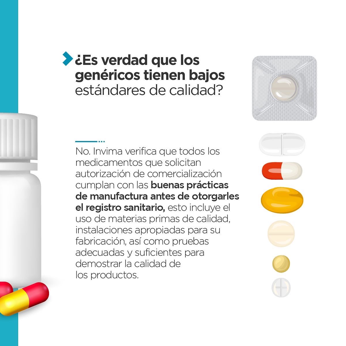 invimacolombia's tweet photo. ✅¿Sabías que el medicamento genérico, al igual que el de marca, cuenta con los mismos ingredientes activos, concentraciones, vías de administración, dosis e indicaciones? ⬇️⬇️ https://t.co/VDCuToo67B