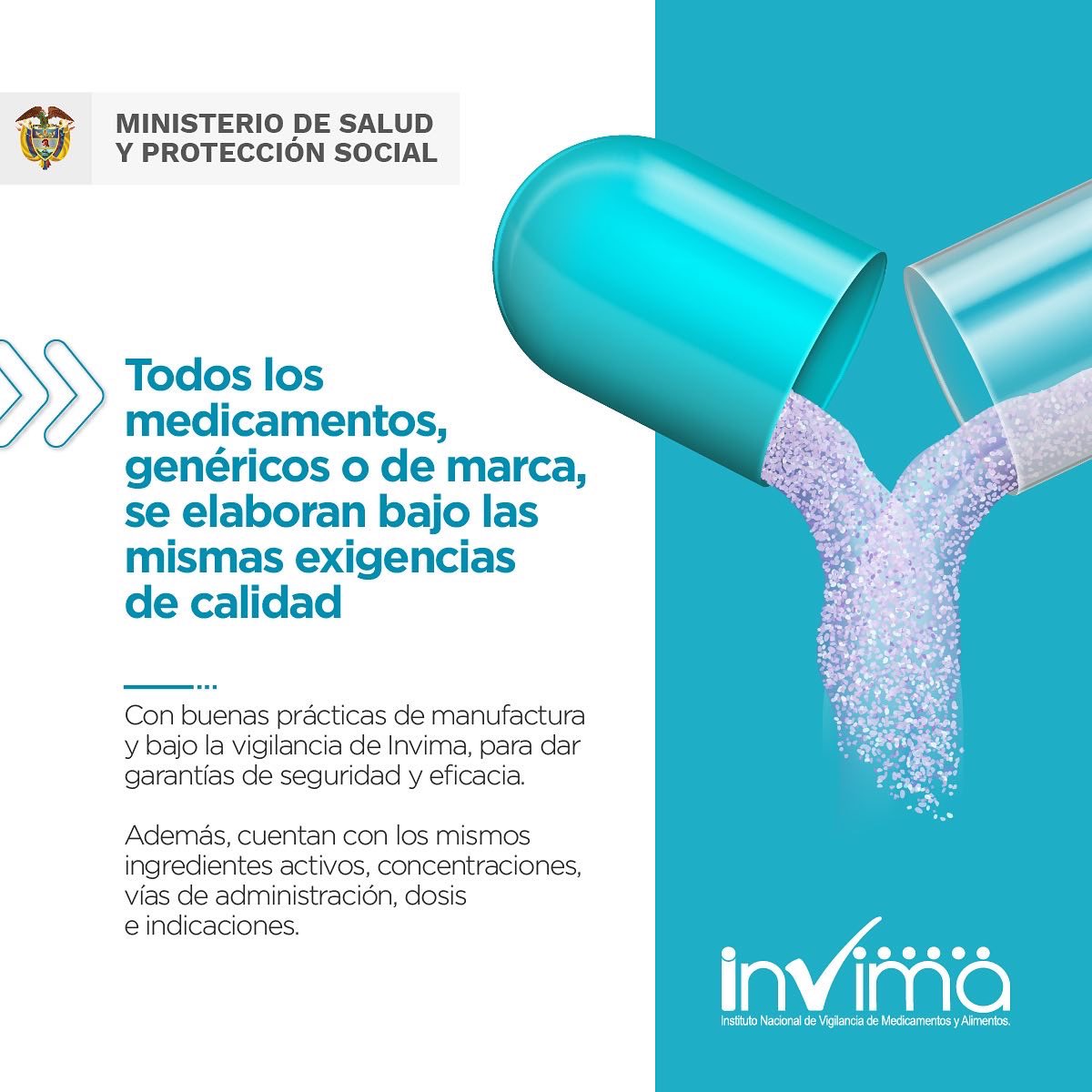 invimacolombia's tweet photo. ✅¿Sabías que el medicamento genérico, al igual que el de marca, cuenta con los mismos ingredientes activos, concentraciones, vías de administración, dosis e indicaciones? ⬇️⬇️ https://t.co/VDCuToo67B