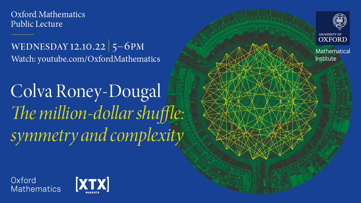 OxUniMaths's tweet photo. How do you organise a dinner for 100 people &amp; make sure no-one sits next to someone they might not like?

The mathematics of a good time, &amp; the problem with problems.

@OxUniMaths Public Lecture, online this Wed, 12/10, 5pm BST, &amp; any time afterwards.

https://t.co/rWatPZNgDq https://t.co/JmvnoecneU