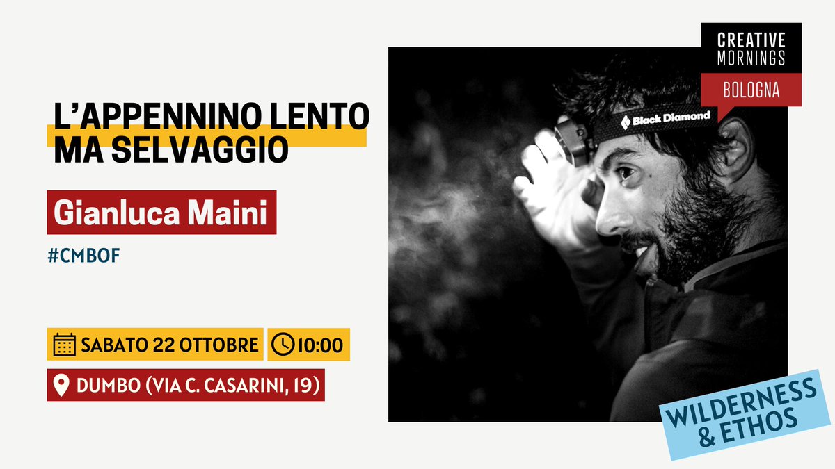 Creative Morning BOF (@bolognacm) on Twitter photo Nuovo evento di CMBOF il 22 ottobre da <a href="/BolognaDumbo/">DumBO Bologna</a> , Gianluca Maini ci parlerà del suo lavoro come guida ambientale ed escursionista e del progetto della Cooperativa Madreselva.
Prenota il tuo biglietto e vieni a fare colazione con noi! fb.me/e/32Dwy4ZQa Nuovo evento di CMBOF il 22 ottobre da <a href="/BolognaDumbo/">DumBO Bologna</a> , Gianluca Maini ci parlerà del suo lavoro come guida ambientale ed escursionista e del progetto della Cooperativa Madreselva.
Prenota il tuo biglietto e vieni a fare colazione con noi! fb.me/e/32Dwy4ZQa
