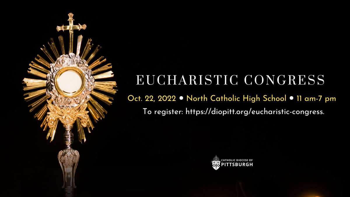 Today is the day! Our Diocesan Eucharistic Congress begins at 11 am in North Catholic High School, Cranberry. If you can’t attend, please pray for those who do. Pray that all of us will deepen our love and faith in Jesus, as He comes to us in the Eucharist. #EucharisticRevival