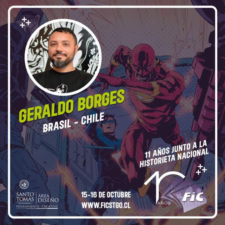 Un nuevo invitado internacional con su corazón ya en Chile, el dibujante brasileño <a href="/geraldohsborges/">Geraldo Borges 🇧🇷 🇨🇱 🇦🇷</a> con 25 años de experiencia en el mundo del cómic. Ha trabajado para las casas editoriales de USA, DC Comics y Marvel.
Nos vemos en la “Fiesta de las Viñetas”
