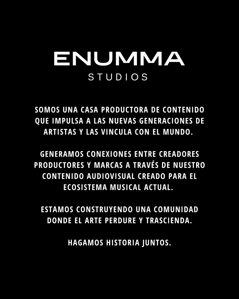 enummastudios's tweet photo. ⚡️ Bienvenidos a Enumma Studios ⚡️
#enumma #enummastudios #music #emergingartist #emergingartistplatform #artistasemergentes #contentcreator #creatoreconomy #creadores https://t.co/ZOzm2PWzAo