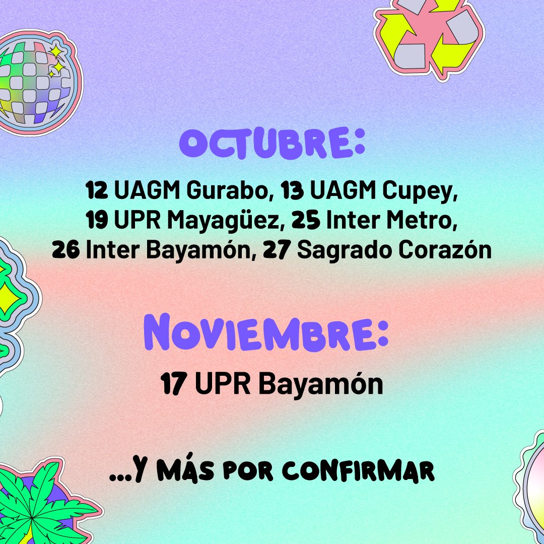 BuenaVibraPR's tweet photo. Puerto Rico 🇵🇷 Llega el Buena Vibra College Tour a tu universidad con música, cooltura y buenas vibras. Presentado por Amazon Latin Music &amp; @LibertyPR 
Comenzando este miércoles 12 de Octubre en UAGM Gurabo y Jueves 13 en @uagm_oficial Cupey con @chanell__PR https://t.co/RkQtkSC0DA