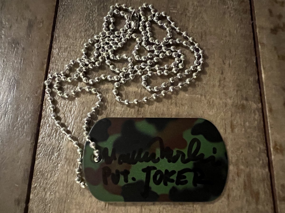 MatthewModine's tweet image. RT (and be following) by Monday, October 17 for a chance to win this signed dog tag for the Vietnam Army Grunt Museum! I&apos;ll pick one winner and announce next #ModineMonday. Thanks and good luck! ☮️

To learn more about the museum and donate, visit, vietnamgrunts.org.