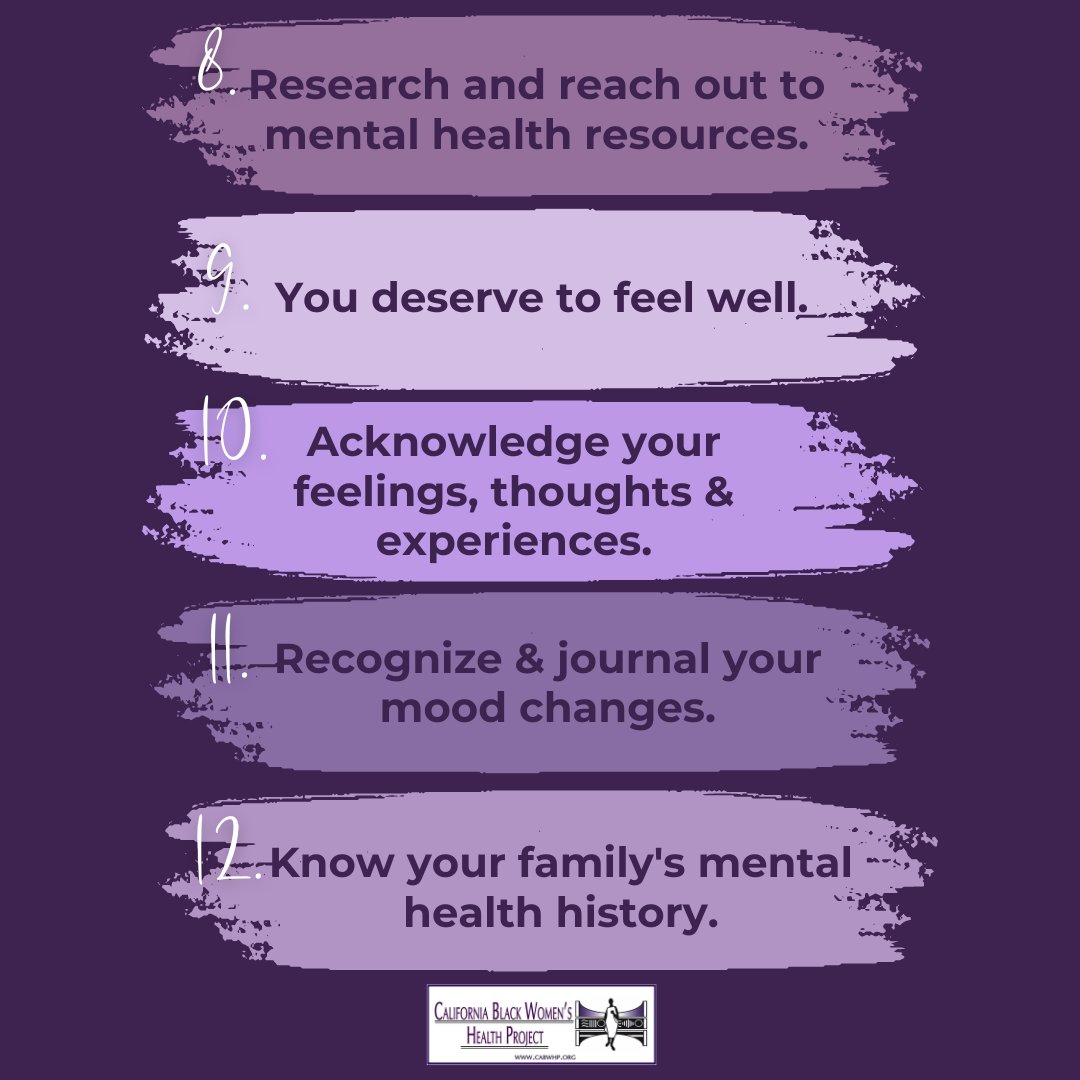 CABWHP's tweet photo. Today is World Mental Health Day! We encourage you to use these mental health wellness tips and share them with your circles, family & friends.
#WorldMentalHealthDay #cabwhp #blackwomenlead https://t.co/l3IYU8hd1H
