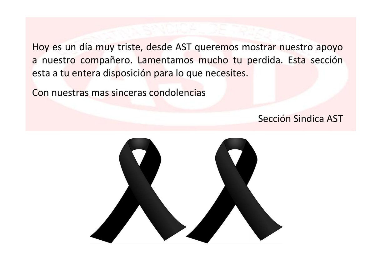 AstSindicato's tweet photo. 😢Aunque las palabras no sean consuelo, estamos aquí para ti. https://t.co/BGspYs0emf