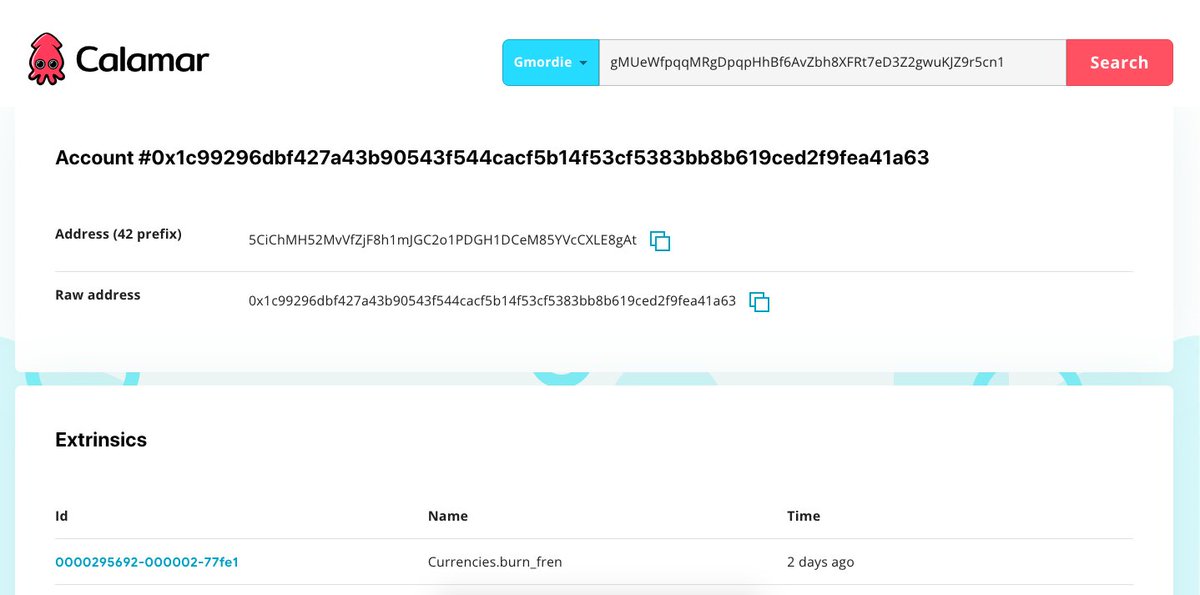 The Calamar multi-chain and open-source block explorer, built by @topmonks, is coming along nicely. It now supports all of the #Substrate chains that have been archived by Subsquid, including @GmOrDie_ (see the pic). Next up... #XCM! Check it out at calamar.app