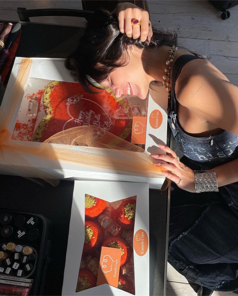 HadidNews's tweet photo. kanafa.cups: “Happy birthday to our QUEEN Bella Hadid!! I had the honor to make her birthday cake and I couldn’t be happier!!! 🫶 💗 @bellahadid 
#kanafacups #kanafa #birthdaycake #bellahadid #bellahadidbirthday #bella #birthdaycelebrations #palestinian” https://t.co/rSFMLElohO