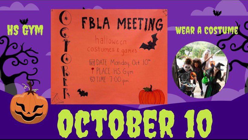 aurora_fbla's tweet photo. Bring treats and wear a costume for extra points! https://t.co/lNGvgNIpPn