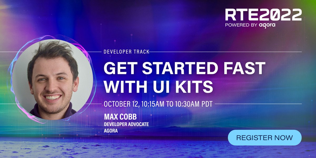 AgoraIO's tweet photo. Join #AgoraDev @MaxxFrazer at #RTE2022 to learn how to enhance your website and add video call or live streaming functionality with the Agora Web UIKit! π§βπ»
RSVP to attend in San Francisco or online for free π
https://t.co/G8vOffiE4Q https://t.co/yR5POYSa9L