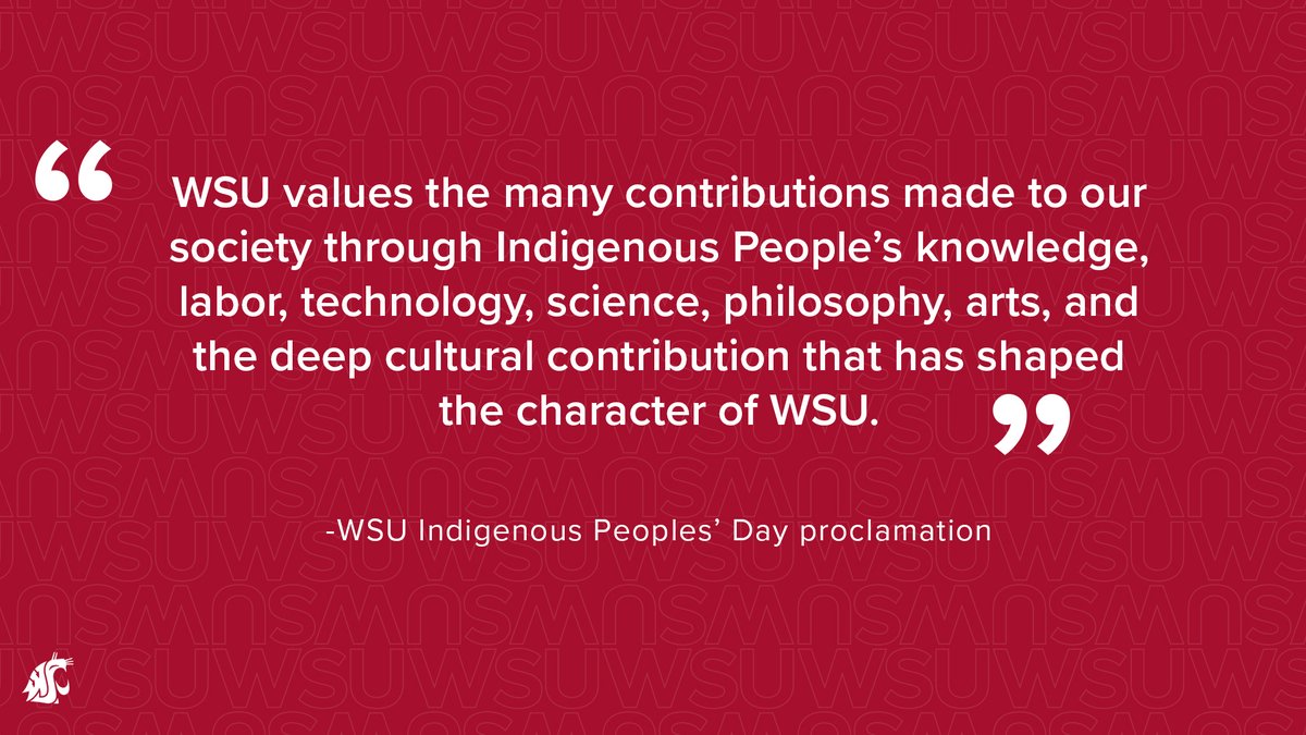 Cougs, please join us in honoring #IndigenousPeoplesDay. We express our gratitude for our strong partnerships with the tribes and nations from this region. Full message ➡ from.wsu.edu/wsu-system/202…