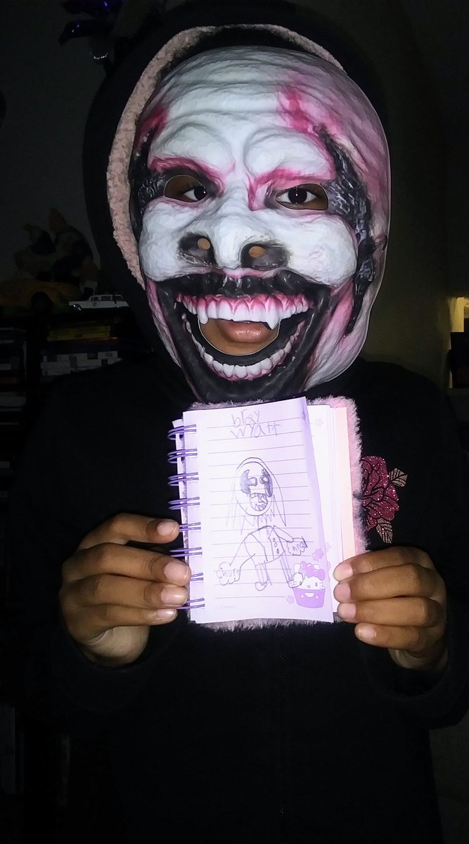 WayneBumpass's tweet photo. Faith has spent the whole weekend dressing up as "The Fiend" Bray Wyatt and rewatching Fire Fly Funhouse episodes. To say she's on cloud 9 since Bray returned is an understatement. Today she drew this picture for @Windham6 to see. https://t.co/8rrB8VLCNW
