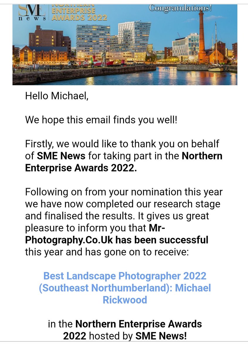 So proud to recieve this award from Northern Enterprise Awards Best Landscape Photographer SE Northumberland. <a href="/RosieFewings/">Rosie Fewings</a> <a href="/naziarehman0876/">🇵🇸🐝 Nazia Rehman</a> <a href="/LesleyjBRC/">Lesley jone</a> <a href="/HedleyLouise/">Louise Hedley</a> <a href="/newby_jenny/">Transformation Officer North Region BRC</a> <a href="/BarbaraWebb21/">BarbaraWebb</a> <a href="/naziarehman0876/">🇵🇸🐝 Nazia Rehman</a> <a href="/AnnGeldart/">Ann Geldart</a> @NECC_ <a href="/BizFactoryNT/">The Business Factory</a> <a href="/NTBusinessForum/">North Tyneside Business Forum</a> <a href="/BLNorthTyneside/">Buy Local North Tyneside</a>