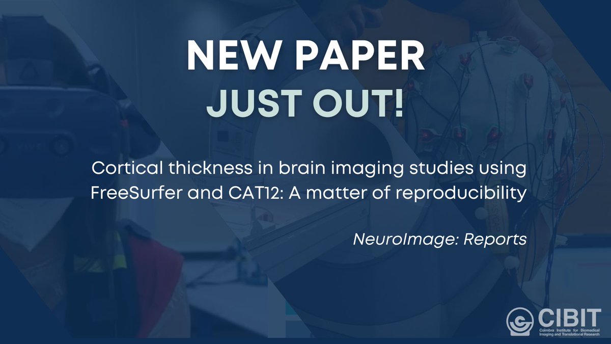 CIBIT_UC's tweet photo. #NewResearch, published in #NeuroImage Reports, explored the reproducibility of cortical thickness estimations with #CAT12 and #FreeSurfer.

Full paper👉 https://t.co/e3I1HMSUuN

Congrats to @mfatimachado, Paulo Carvalho, @mcastelobranco1 &amp; @joaovduarte 👏👏

#MRI #research https://t.co/69TFu38mrM