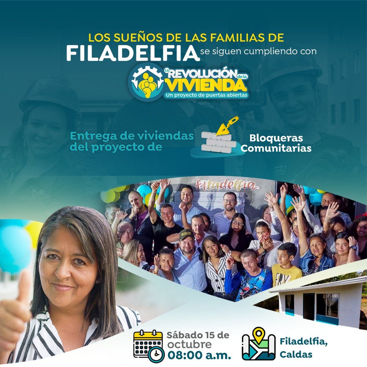 PDACaldas's tweet photo. Iniciamos la semana con la mejor motivación. Este próximo sábado entregaremos nuestro proyecto de #BloquerasComunitarias en el municipio de Filadelfia. Se materializará el sueño de 10 nuevas familias caldenses de tener vivienda propia. 🏡 https://t.co/OcDMMBNvGo