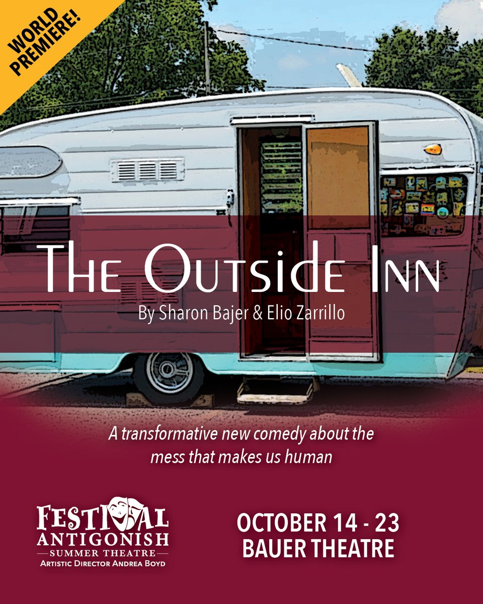 A transformative dark comedy about the mess that makes us human. The world premiere of “The Outside Inn” by PGC Member, Sharon Bajer (with co-creator) opens at <a href="/FestAntigonish/">Festival Antigonish Summer Theatre</a> on Oct. 14th! More details can be found here: bit.ly/3e95FDV